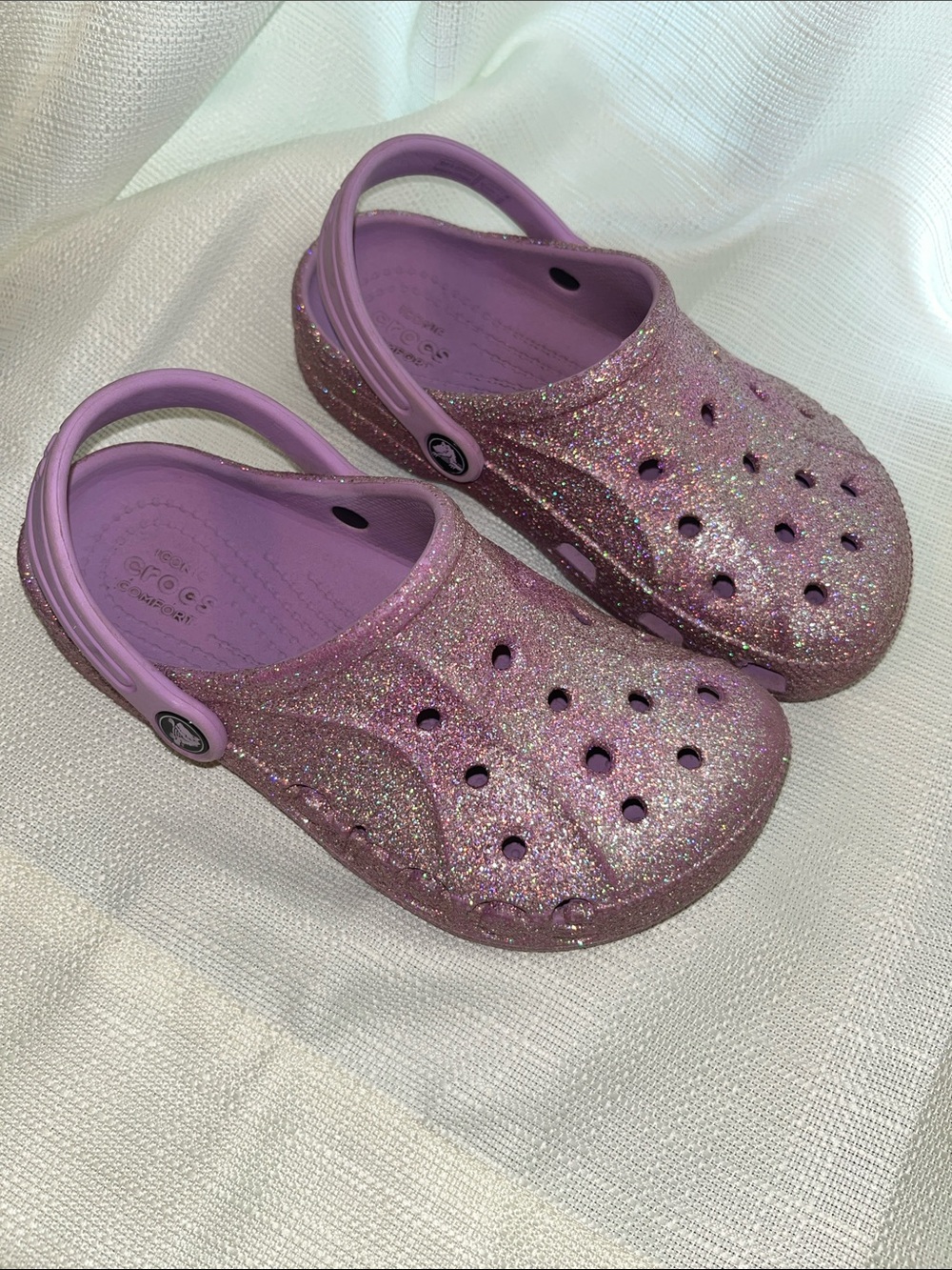 CROCS Kids Glitter Clog in Light Purple/Pink